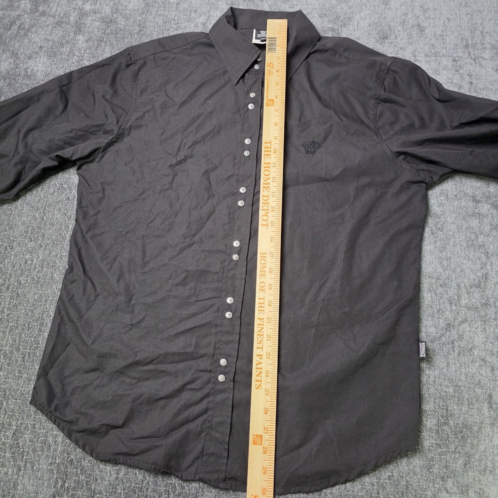 Versace Medusa Head Embroidered Snap Shirt Mens 2XL XXL Black Hip Hop Grunge Emo - Picture 4 of 12